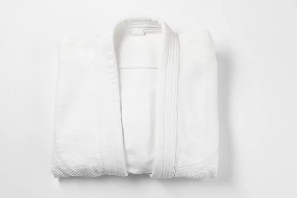 Kimono Witte Achtergrond Bovenaanzicht Krijgskunsten Uniform — Stockfoto
