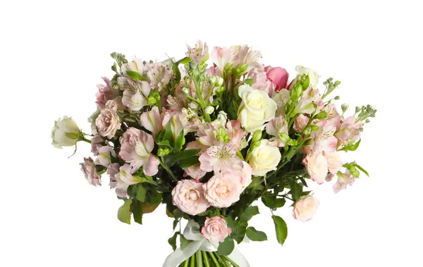 Beautiful Bouquet Fresh Flowers Isolated White Royalty Free Stock Photos