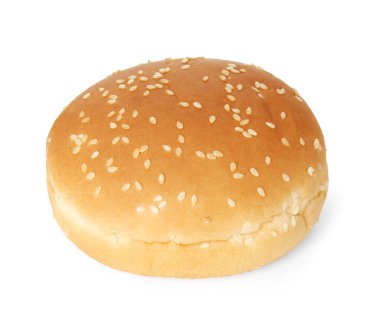 Beyaz üzerine izole edilmiş taze bir hamburger.