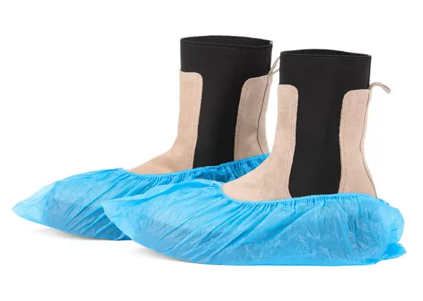 Damenstiefel Blauen Schuhen Vereinzelt Auf Weißem Grund — Stockfoto