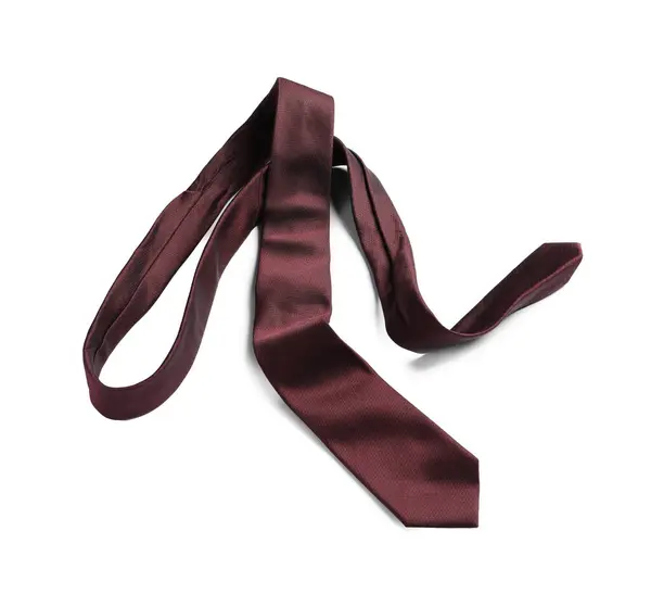 Une Cravate Brune Isolée Sur Blanc Vue Dessus — Photo
