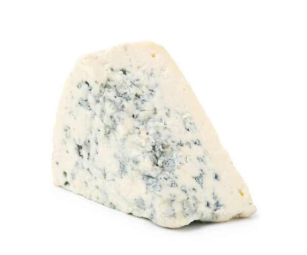 Piece of delicious blue cheese isolated on white