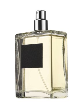 Beyaz şişedeki lüks parfüm.