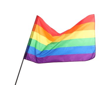 Beyaz üzerine izole edilmiş parlak gökkuşağı LGBT bayrağı