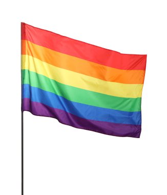 Beyaz üzerine izole edilmiş parlak gökkuşağı LGBT bayrağı