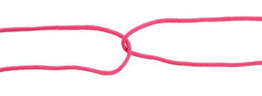 Şık pembe ayakkabı bağcıkları beyaz, üst manzara