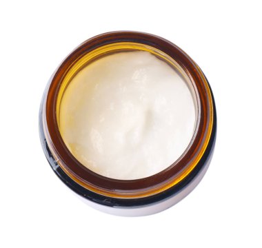 Vücut bakım kremi kavanozu beyaza izole edilmiş.