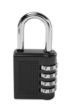 Kilitli çelik kombinasyon asma kilit beyaza izole edildi