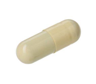 Beyaza izole edilmiş bir vitamin kapsülü. Sağlık takviyesi