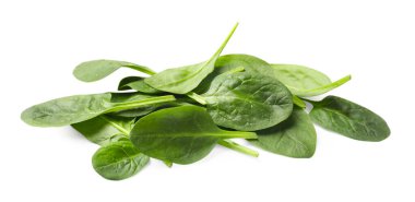 Taze ıspanak yaprakları kazık beyaz izole