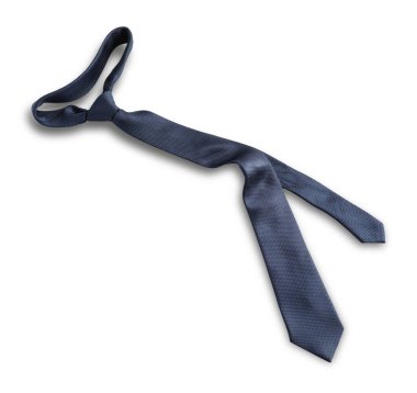 Bir mavi kravat beyaza izole edilmiş, yukarıda.