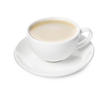 Beyaz bardakta izole edilmiş Aromatik kahve.