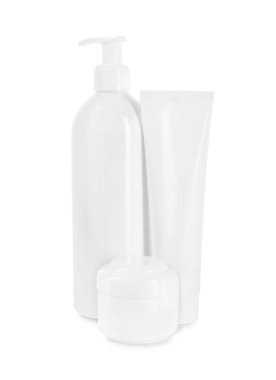 Vücut bakım kremi. Beyaza izole edilmiş kozmetik ürünler.