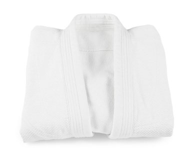 Beyaz üzerine katlanmış kimono. Dövüş sanatları üniforması