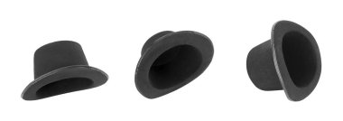 Siyah sihirbaz şapkalı kolaj beyaz, farklı taraflarda izole