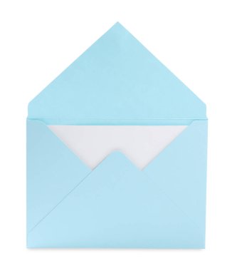 Beyaz arkaplanda kart olan mektup zarfı