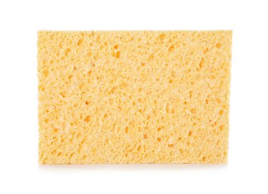 Temizlik malzemesi. Bir sünger beyaza izole edilmiş.