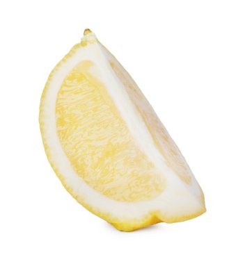 Citrus meyvesi. Beyaza izole edilmiş taze limon dilimi