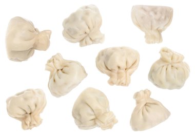 Lezzetli khinkali (hamur tatlısı) beyaz, sabitlenmiş