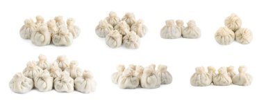 Lezzetli khinkali (hamur tatlısı) beyaz, sabitlenmiş