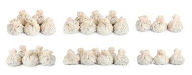 Lezzetli khinkali (hamur tatlısı) beyaz, sabitlenmiş