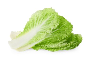 Beyaz üzerinde taze Çin lahanası yaprakları.