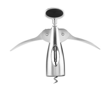 Bir kanat tirbuşonu beyaza izole edilmiş. Mutfak aletleri