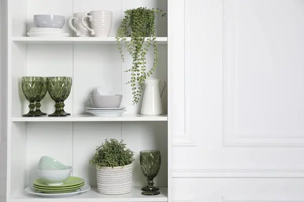 Diferite Vase Curate Plante Casă Rafturi Dulap Interior Imagini stoc fără drepturi de autor