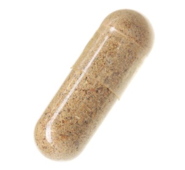 Beyaza izole edilmiş bir vitamin kapsülü. Sağlık takviyesi