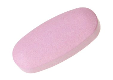 Beyaza izole edilmiş bir vitamin hapı. Sağlık takviyesi