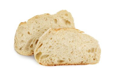 Beyaz üzerine izole edilmiş taze ekşi ekmek dilimleri