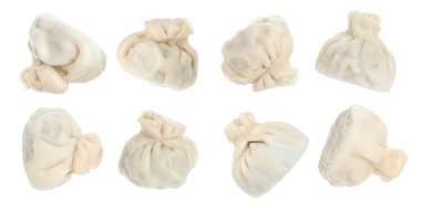 Lezzetli khinkali (hamur tatlısı) beyaz, sabitlenmiş