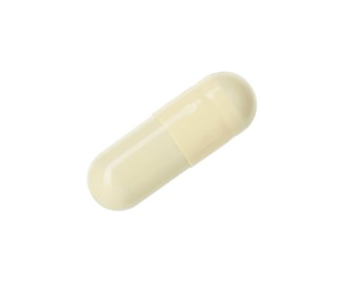 Beyaza izole edilmiş bir vitamin kapsülü. Sağlık takviyesi