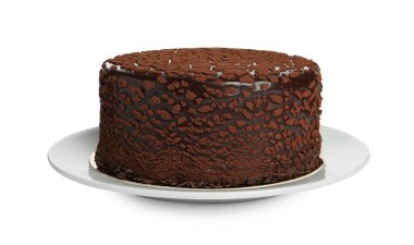 Beyaz üzerine izole edilmiş lezzetli çikolatalı mantarlı kek.