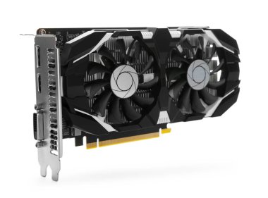 Beyaz üzerine izole edilmiş bir bilgisayar grafik kartı