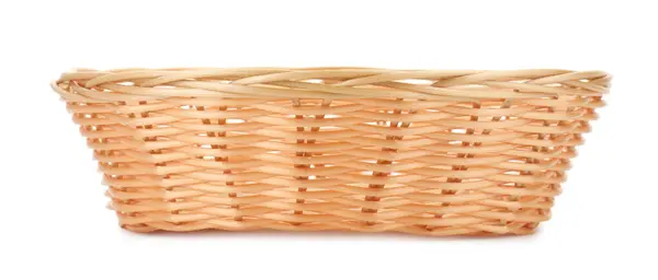 One Empty Wicker Bread Basket Isolated White — Stock Photo, Image