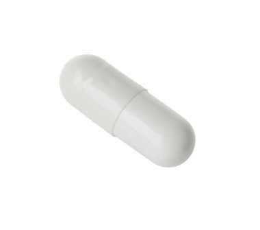 Beyaza izole edilmiş bir vitamin kapsülü. Sağlık takviyesi