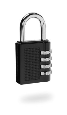 Kilitli çelik kombinasyon asma kilit beyaza izole edildi