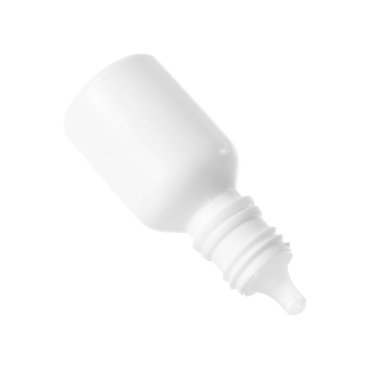 Beyaz arka planda şişeden damlayan tıbbi damlalar