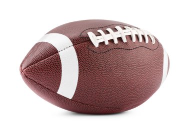 Amerikan futbol topu beyazda izole edilmiş. Spor malzemeleri.