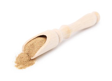 Beslenme lifleri. Beyaz kepçedeki psilyum kabuğu tozu izole edilmiş.