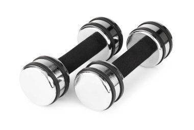 Metal dambıllar beyaza izole edilmiş. Spor malzemeleri.