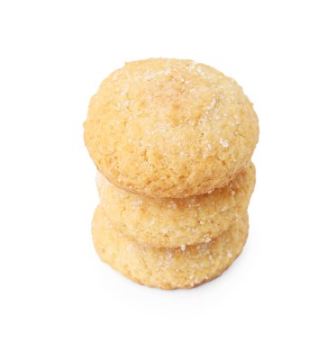 Beyaza izole edilmiş lezzetli şekerli kurabiyeler