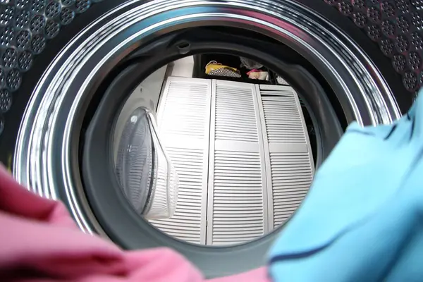 Clothes Washing Machine Indoors View Laundry Day Fotos De Bancos De Imagens