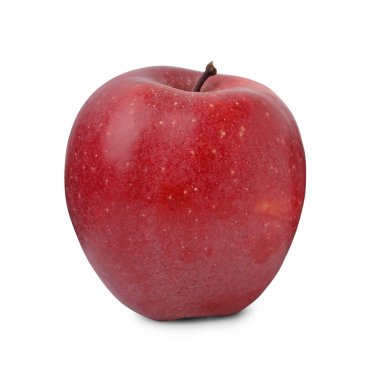 Olgun kırmızı elma beyaza izole edilmiş.