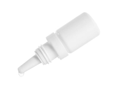 Beyaz arka planda şişeden damlayan tıbbi damlalar