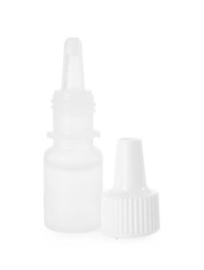 Bir şişe tıbbi damla beyaza izole edilmiş.