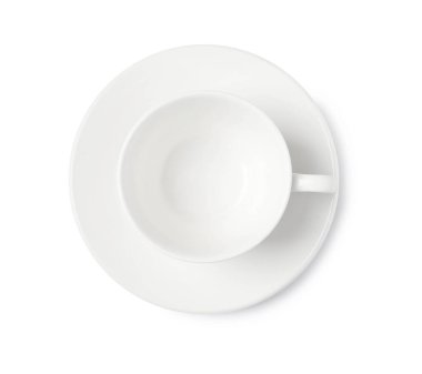 Boş kahve fincanı, beyaz, üst görünüm