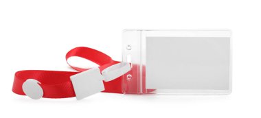 Beyaz üzerine izole kırmızı iplik ile boş rozet