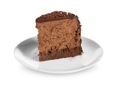 Beyaz üzerine izole edilmiş lezzetli çikolatalı mantarlı kek.